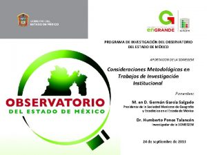 PROGRAMA DE INVESTIGACIN DEL OBSERVATORIO DEL ESTADO DE