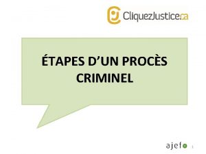 TAPES DUN PROCS CRIMINEL 1 Droulement dune poursuite