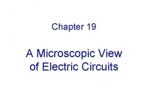 Chapter 19 A Microscopic View of Electric Circuits