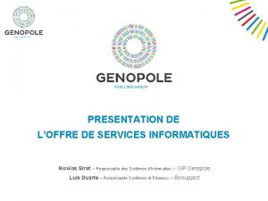 PRESENTATION DE LOFFRE DE SERVICES INFORMATIQUES Nicolas Sirot