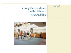 Money Demand the Equilibrium Interest Rate 11 Lecture