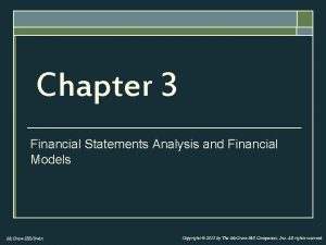 Chapter 3 Financial Statements Analysis and Financial Models