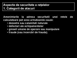 Aspecte de securitate a reelelor 1 Categorii de