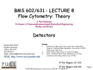 BMS 602631 LECTURE 8 Flow Cytometry Theory J