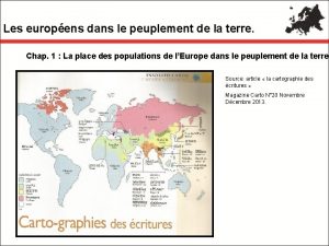 Les europens dans le peuplement de la terre