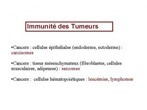 Immunit des Tumeurs Cancers cellules pithliales endoderme ectoderme