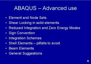 ABAQUS Advanced use Element and Node Sets Shear