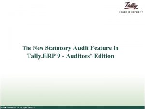 Audit feature in tally