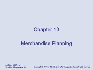 Merchandise planning