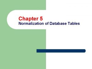 Chapter 5 Normalization of Database Tables Database Tables