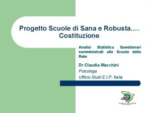 Progetto Scuole di Sana e Robusta Costituzione Analisi