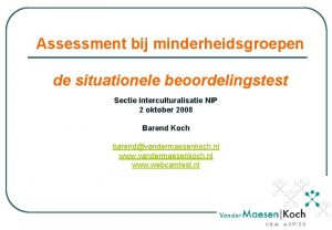 Assessment bij minderheidsgroepen de situationele beoordelingstest Sectie interculturalisatie