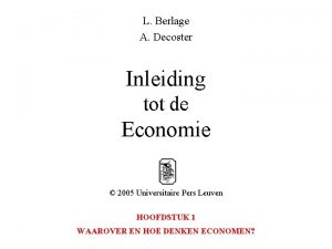 L Berlage A Decoster Inleiding tot de Economie