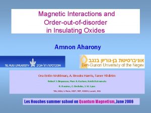 Magnetic Interactions and Orderoutofdisorder in Insulating Oxides Amnon