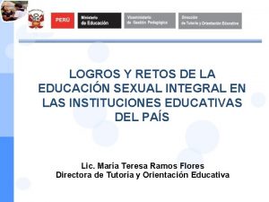 LOGROS Y RETOS DE LA EDUCACIN SEXUAL INTEGRAL