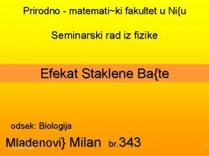 Prirodno matematiki fakultet u Niu Seminarski rad iz