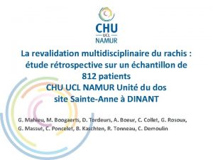 La revalidation multidisciplinaire du rachis tude rtrospective sur