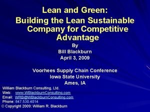 Lean and Green Building the Lean Sustainable Company