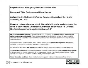 Project Ghana Emergency Medicine Collaborative Document Title Environmental