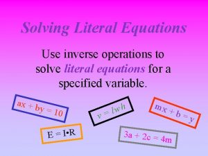 Literal equations summary