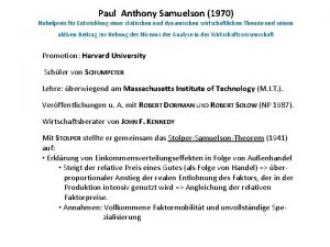 Paul Anthony Samuelson 1970 Nobelpreis fr Entwicklung einer