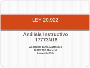 LEY 20 922 Anlisis Instructivo 17773 N 18