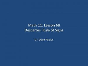 Descartes rule of signs