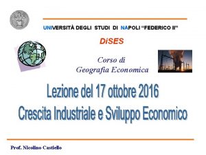 Lezione UNIVERSIT DEGLI STUDI DI NAPOLI FEDERICO II