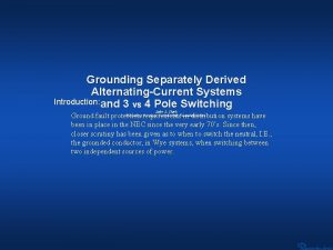 Grounding separately derived systems