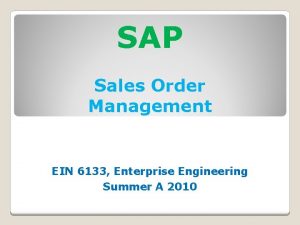 Sap sales order management process Sap sales order management process