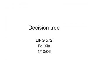 Decision tree LING 572 Fei Xia 11006 Outline