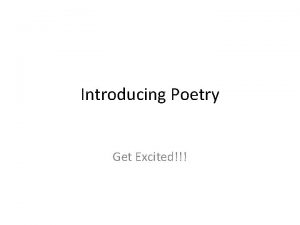 Introducing Poetry Get Excited Journal Entry 13 Poetry