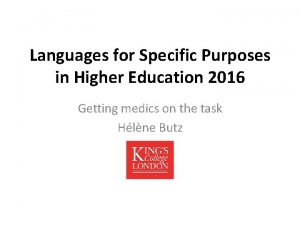 Languages for Specific Purposes in Higher Education 2016