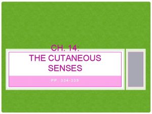 CH 14 THE CUTANEOUS SENSES PP 334 339