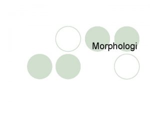 Morphologi Tujuan l Memberikan pemahaman kepada mahasiswa mengenai