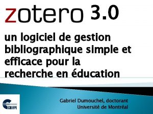 3 0 un logiciel de gestion bibliographique simple