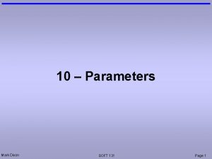 10 Parameters Mark Dixon SOFT 131 Page 1