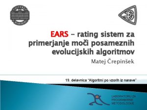 EARS rating sistem za primerjanje moi posameznih evolucijskih