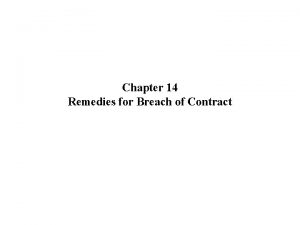 Remedies for breach of contract