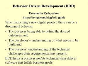 Behavior Driven Development BDD Konstantin Kudryashov https inviqa