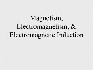 Magnetism Electromagnetism Electromagnetic Induction Magnetic Fields The source Magnetism Electromagnetism Electromagnetic Induction Magnetic Fields The source