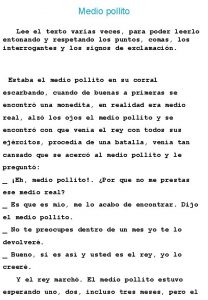 Medio pollito Lee el texto varias veces para