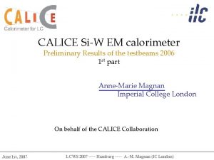 CALICE SiW EM calorimeter Preliminary Results of the