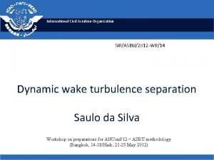 International Civil Aviation Organization SIPASBU2012 WP14 Dynamic wake