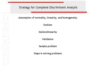 Discriminant analysis assumptions