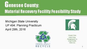 Genesee County Material Recovery Facility Feasibility Study Michigan