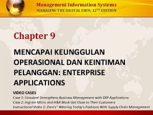 Management Information Systems MANAGING THE DIGITAL FIRM 12