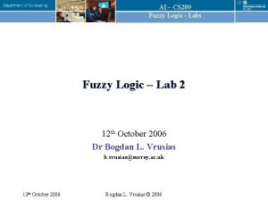 AI CS 289 Fuzzy Logic Labs Fuzzy Logic