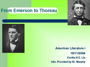 From Emerson to Thoreau American Literature I 15112004