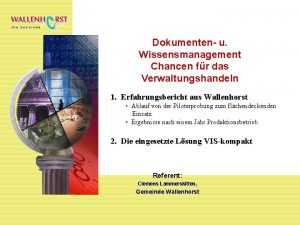 Dokumenten u Wissensmanagement Chancen fr das Verwaltungshandeln 1